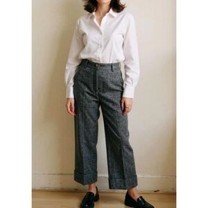 SÉZANE Damon Virgin Wool Ankle Length Pants, Mottled Grey, FR34/US2